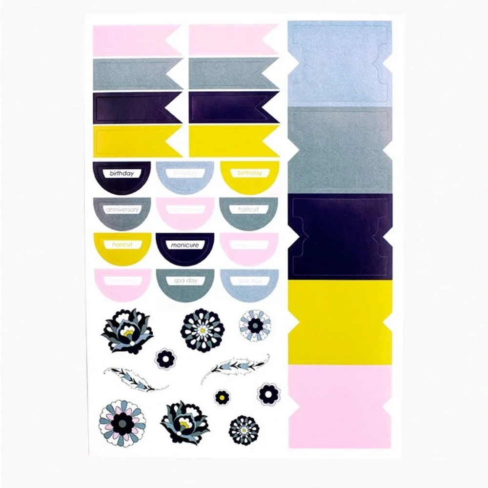 Vera Bradley Planner Accessory Pack Stickers Plaza Tile Floral Gray Purple NWT - Picture 2 of 8